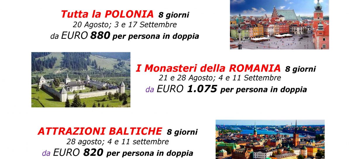 partenze garantite agosto / settembre 2016