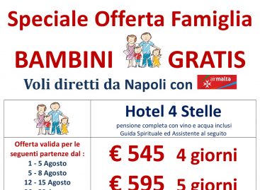 Bambini Gratis a Lourdes – con voli da Napoli