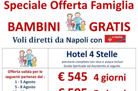 Bambini Gratis a Lourdes – con voli da Napoli